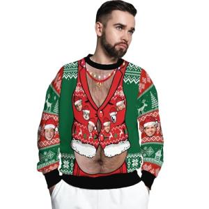Funny Custom Face Christmas Sweaters for Couples