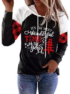 Merry Christmas Buffalo Plaid Tree Hoodie Top