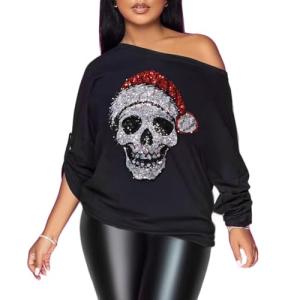 Vintage Gothic Skull Off-The-Shoulder T-Shirt