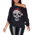Vintage Gothic Skull Off-The-Shoulder T-Shirt