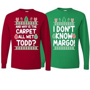 Funny "Why Is Carpet Wet?" Couples Christmas Tee