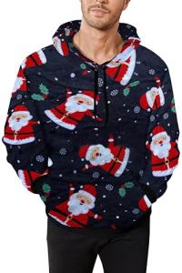 Men's Fuzzy Christmas Hoodie with Kangaroo Pocket