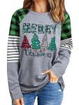 Leopard Plaid Merry Christmas Shirt for Women