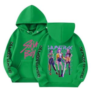 Green Long Sleeve Hoodie for Girls - Hunter Pop Design