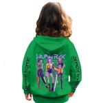 Green Long Sleeve Hoodie for Girls - Hunter Pop Design
