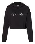 Black Women's Barbell Heartbeat Gym Cropped Hoodie