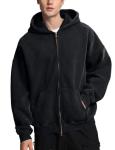 Oversized Acid Wash Zip Up Hoodie for Men