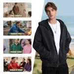 Oversized Acid Wash Zip Up Hoodie for Men