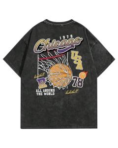 AugYew Unisex Vintage Acid Wash Graphic Tee