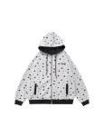 Star Print Oversized Hoodie with Pockets - Grey