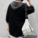 Colorblock Hooded Tee with Pockets for Men