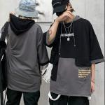 Colorblock Hooded Tee with Pockets for Men