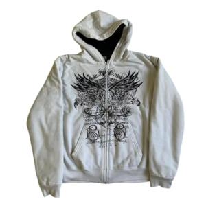 Y2K Emo Goth Zip Up Oversized Hoodie