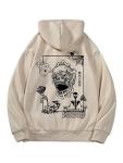 Vintage Y2K Graphic Hoodie for Men - Khaki