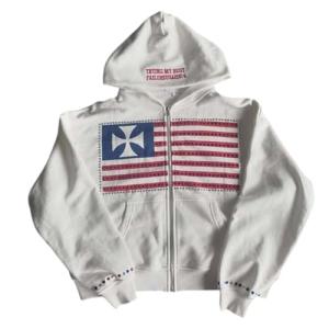 Y2K Gothic Print Zip Up Hoodie - Unisex