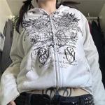 Y2K Emo Goth Zip Up Oversized Hoodie