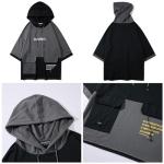 Colorblock Hooded Tee with Pockets for Men