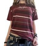 Y2K Striped Oversized Crewneck Tee for Women