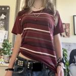 Y2K Striped Oversized Crewneck Tee for Women