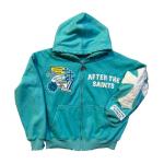 Y2K Oversized Graphic Zip-Up Hoodie - Turquoise
