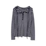 Oversized Y2K Striped Hoodie T-Shirt in Grey