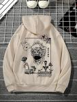 Vintage Y2K Graphic Hoodie for Men - Khaki