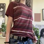 Y2K Striped Oversized Crewneck Tee for Women