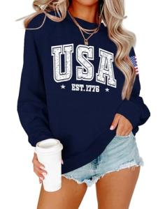 Oversized American Flag Sweatshirt for Women