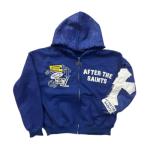 Y2K Oversized Graphic Zip-Up Hoodie - Turquoise