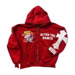 Y2K Oversized Graphic Zip-Up Hoodie - Turquoise