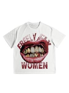 Lip Print Graphic Tee for Men - White