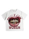 Lip Print Graphic Tee for Men - White
