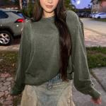 Oversized Vintage Acid Wash Green Crewneck Tee