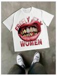 Lip Print Graphic Tee for Men - White