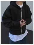 GORGLITTER Black Oversized Zip Up Hoodie for Men