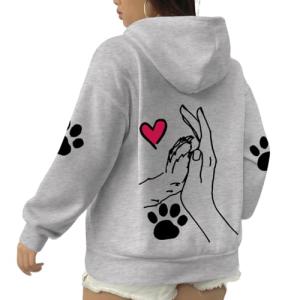 Cute Dog Paw Heart Sweatshirt for Women