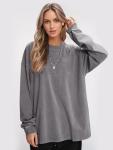 YKR Women’s Oversized Acid Wash Long Sleeve T-Shirts