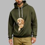 Army Green Dog Holder Hoodie for Men