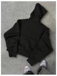 GORGLITTER Black Oversized Zip Up Hoodie for Men