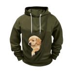 Army Green Dog Holder Hoodie for Men