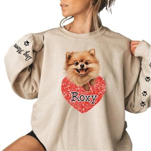 Personalized Dog Mama Glitter Sweatshirt for Women