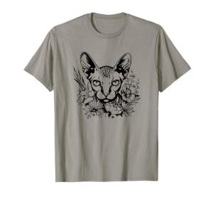 Floral Sphynx Cat Lover T-Shirt for Women