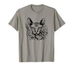 Floral Sphynx Cat Lover T-Shirt for Women