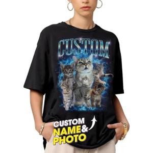 Personalized Bootleg Cats Photo T-Shirt for Cat Lovers