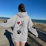 Dog Paw Print Heart Sweatshirt for Women