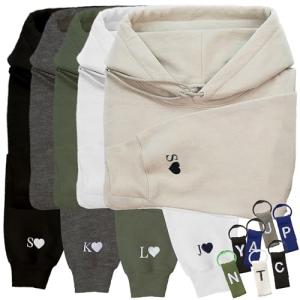 Custom Embroidered Heart Hoodie - Personalized Initials