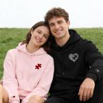 Personalized Heart and Puzzle Piece Couples Hoodies
