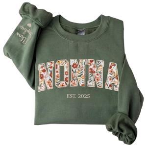Personalized Floral Nonna Sweatshirt or T-Shirt