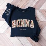 Personalized Floral Nonna Sweatshirt or T-Shirt