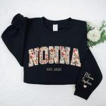 Personalized Floral Nonna Sweatshirt or T-Shirt